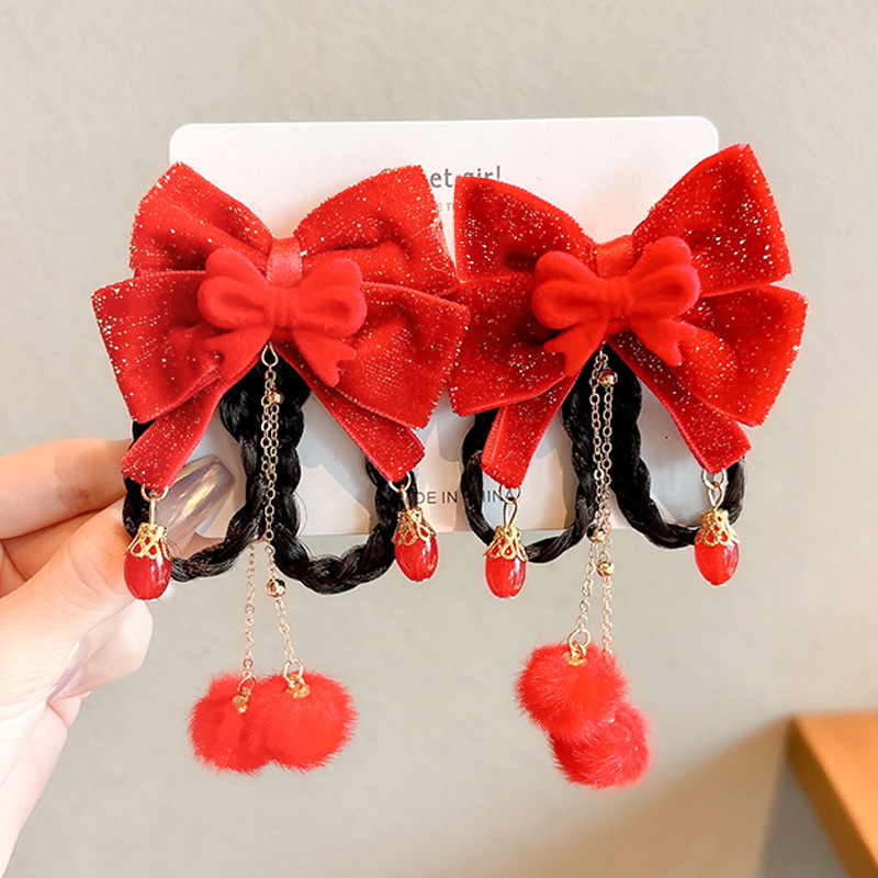 Año Nuevo accesorios para el cabello para niños arco de bordilla pinzas de cabello para niñas vestidos festivos vestidos chinos toques de cabello para niñas joyas de tarjetas de cabello