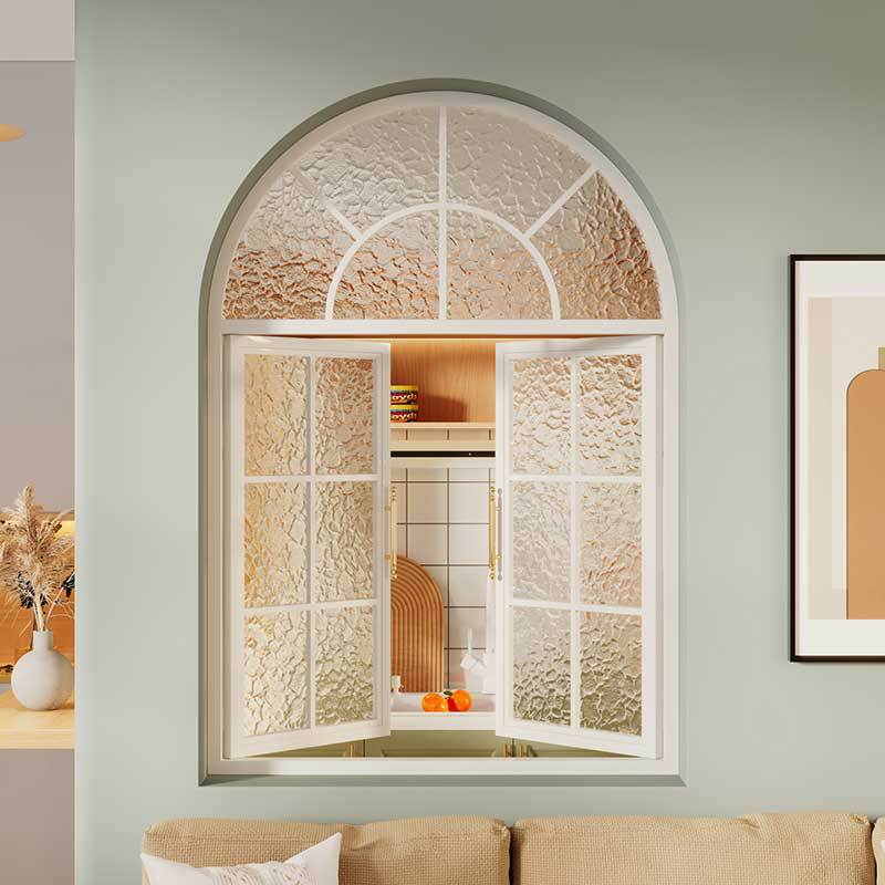 Ventana de vidrio retro francesa de hierro forjado iluminación de luz ventana abierta plana restaurante café ventana abovedada ático image 9