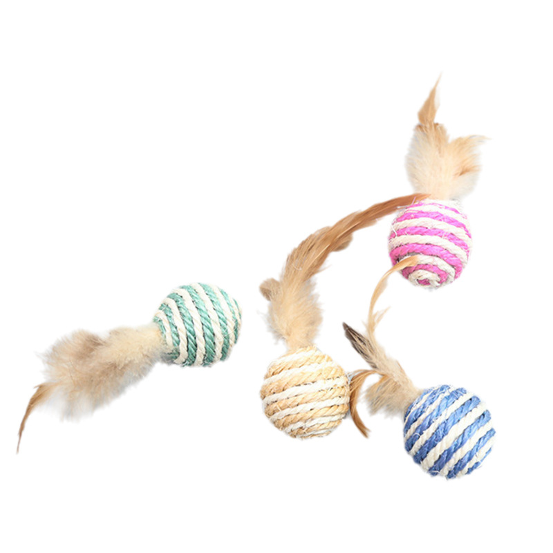 Pluma Bola de sisal divertido gato juguete al por mayor resistente a los arañazos color tejido divertido gato bola gato molienda garra auto-Hi Pet Supplies