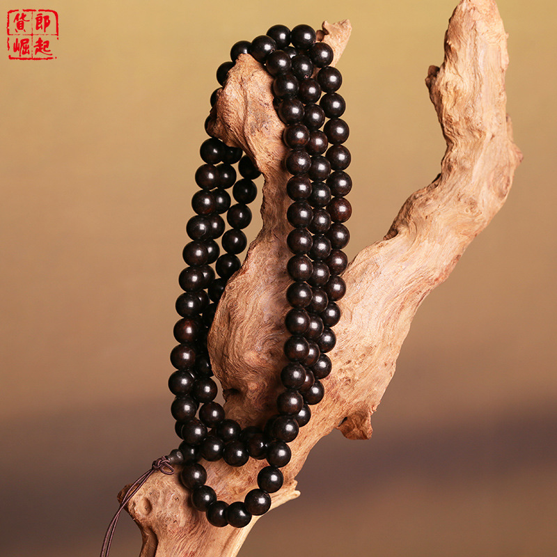 黑檀木手串108颗佛珠手持念珠散珠紫光檀男女情侣款多圈手链配饰