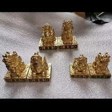铜貔貅摆件一对桌面黄铜方底公母中式家居饰品貔貅招财铜钱