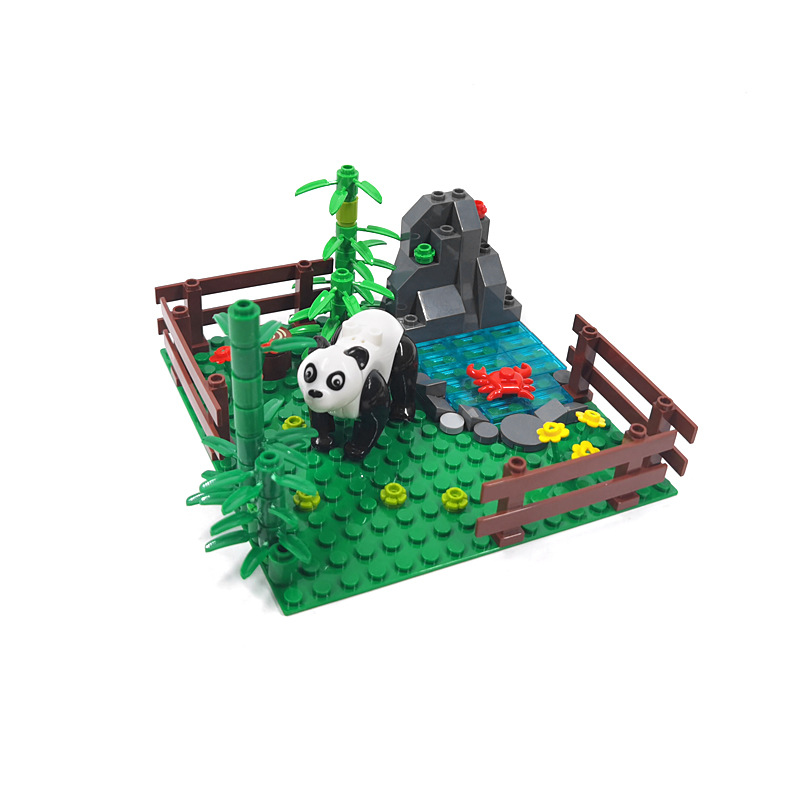 MOC ovejas granja nido de pollo Panda ganado cobertizo pequeña partícula granja bloques de construcción escena neutral empalme juguetes de montaje