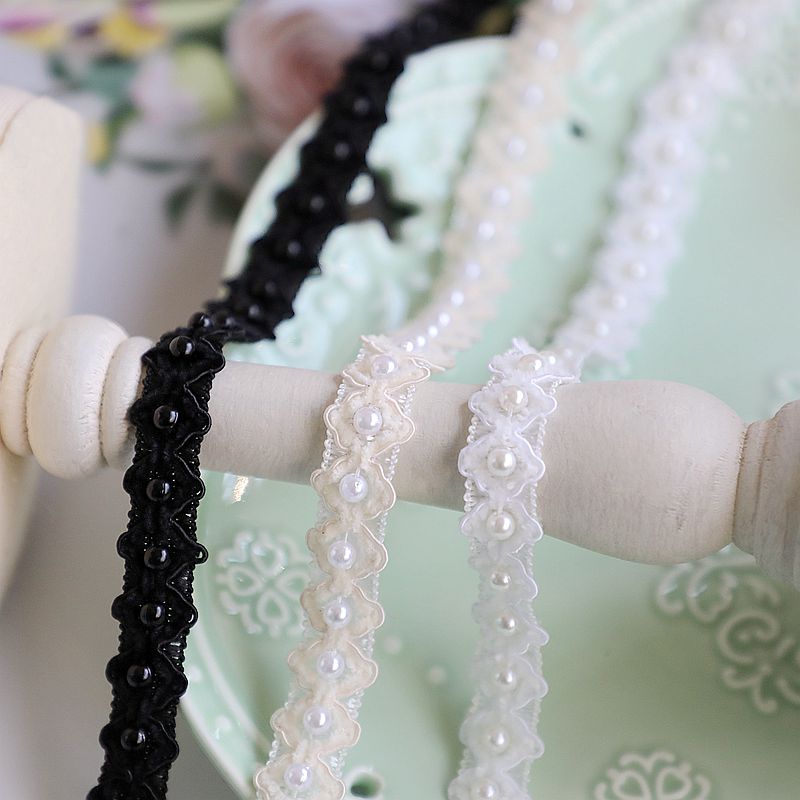 1.5cm小香风织带绒边手工珍珠时尚布条diy辅料花边 衣服领子装饰