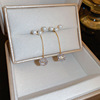 Silver needle from pearl, beads, fashionable design earrings, french style, trend of season, internet celebrity, wholesale