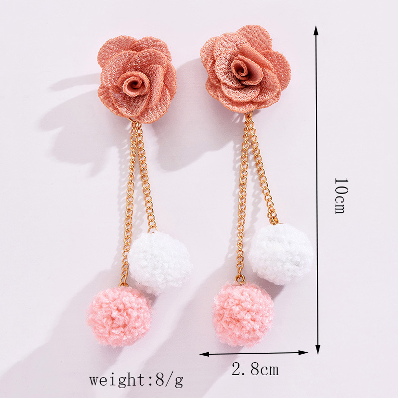 1 Pair Fashion Flower Cloth Womenu0027S Drop Earrings