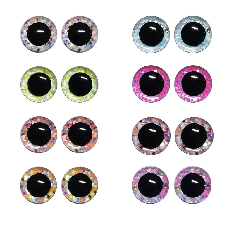 Coarse Particle Glitter Stereo Eyes Plush Toy Plastic Accessories Resin Crystal Glitter 3D Eyes Animal Eyeballs