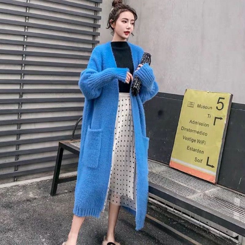 Plus-Size Loose Knitted Cardigan Sweater Jacket for Women in Korean Style with Faux Mink Fur for Autumn