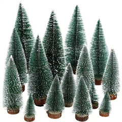 クリスマス装飾ミニクリスマスツリークリスマスショーウインドーデスクトップ微景観小置物シミュレーション白雪松針樹