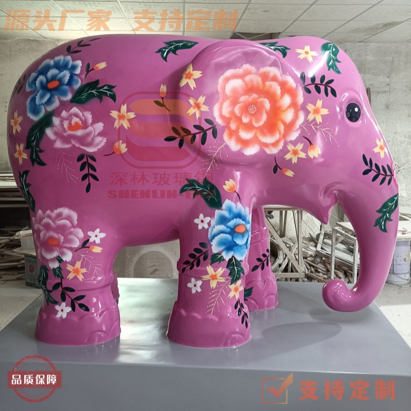 Gran escultura de FRP animal tallado circular de dibujos animados puerta de la tienda de drenaje de modelado creativo ornamentos paisaje elefante