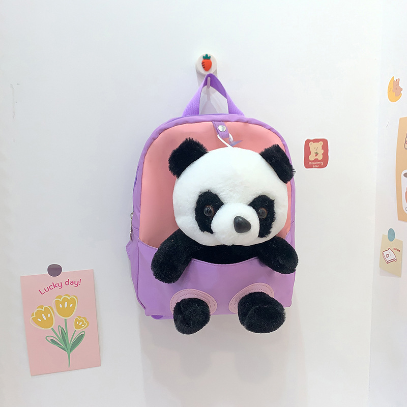 Nueva mochila para niños de dibujos animados lindo panda muñeca mochila de jardín de infantes mochila ligera para niños