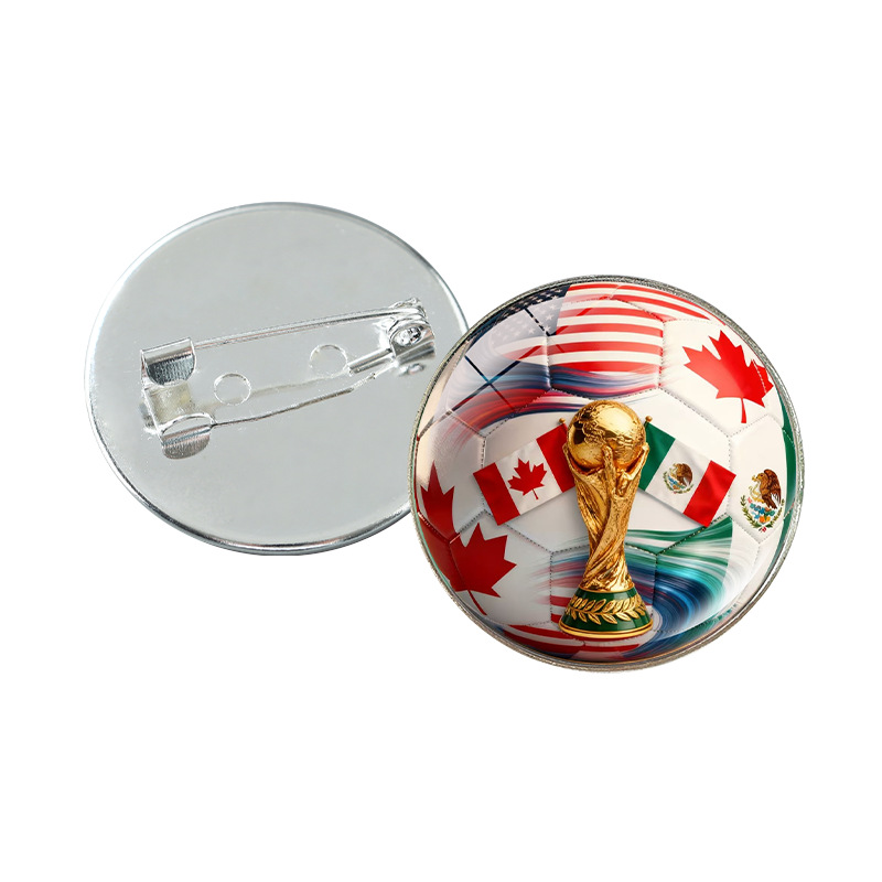 2026 World Cup Peripheral Brooch Time Gemstone Metal Brooch Badge Clothing Pin Fashion Brooch Jewelry Wholesale