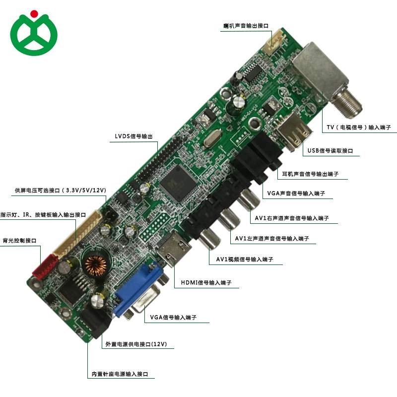 Цифровой телевизионный плат DVB-T2 формат HDMI+VGA+USB+AV HD LCD LVDS TV плата M3663