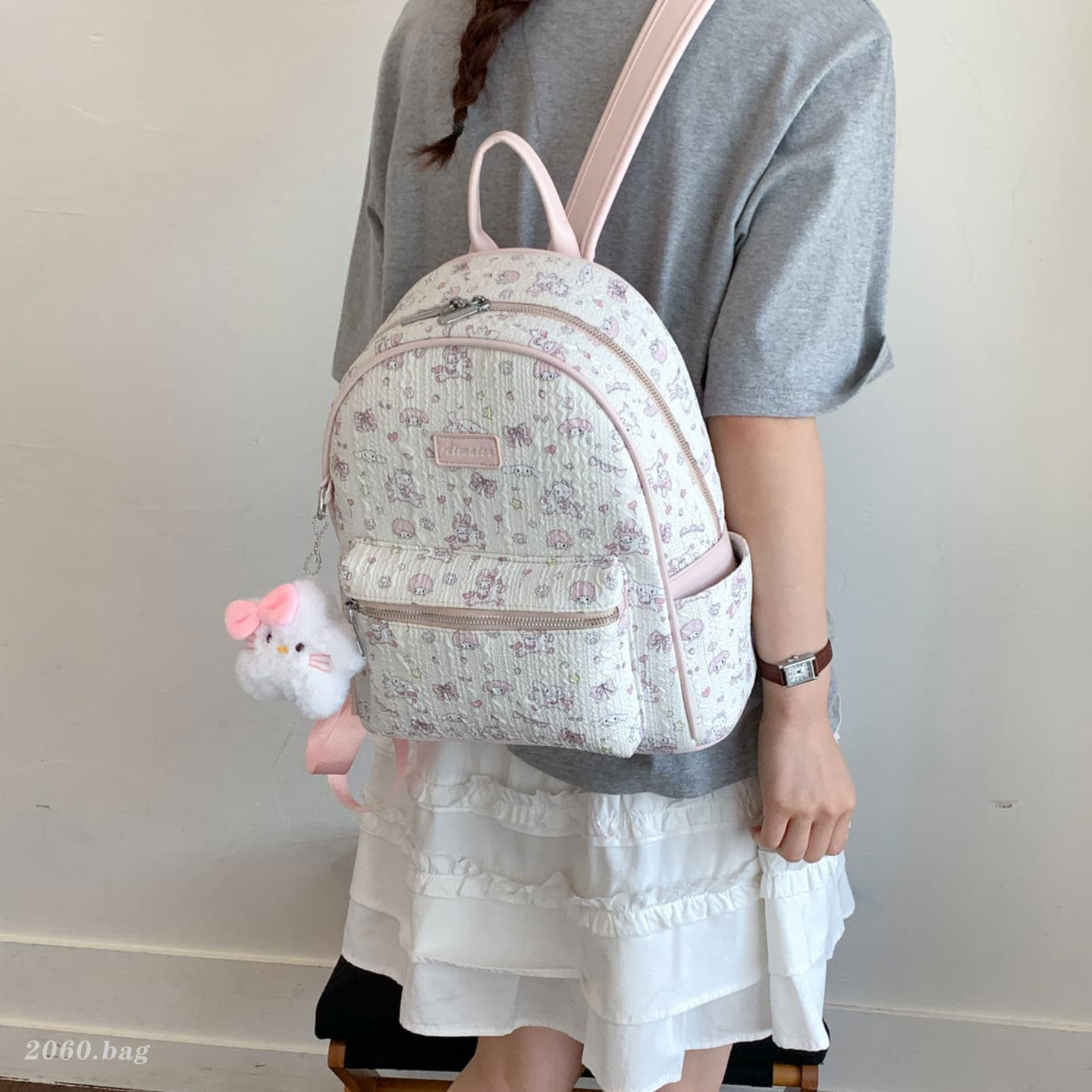 Mochila de verano para estudiantes, impresión de mochila de viaje ligera, dulce, moda versátil, nueva mujer, 2026 gran capacidad