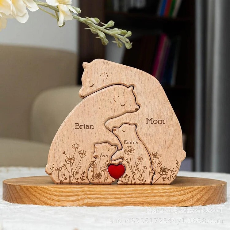 Cross-Border Popular Wooden Pet Puzzle Crafts Ornaments DIY Warm Family Name Wooden Ornaments