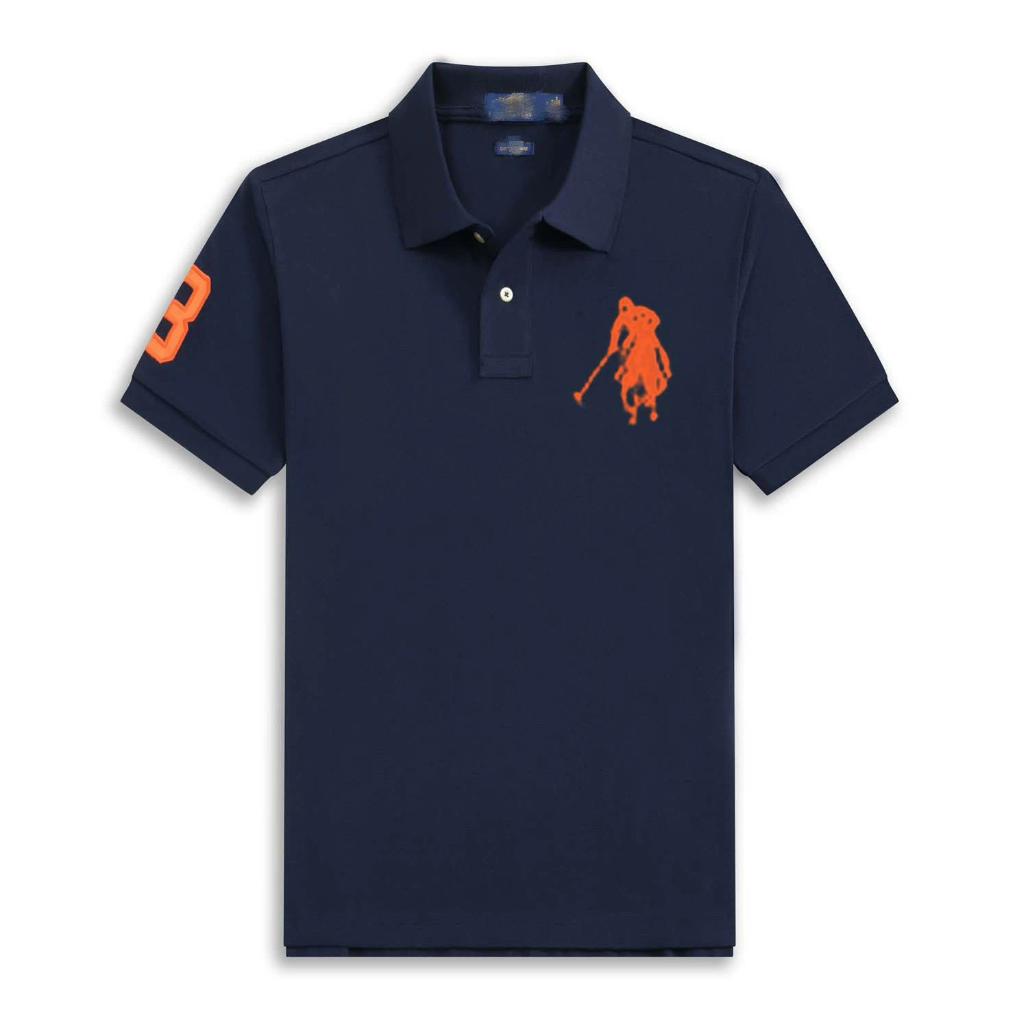 Летний классический цветной хлопковый polo с высоким воротником, оверсайз, с вышивкой
