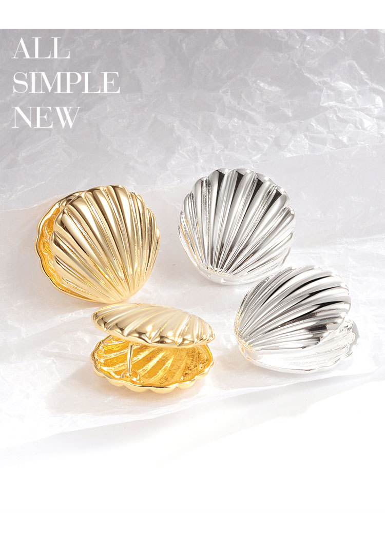 18g Weight Copper Ear Needle Material Earrings Classification 1 Pair Quantity Holiday, Daily Occasion Copper Material Shell Pattern Women's Gender Simple Style Style 1 Pair Simple Style Shell Copper Earrings 无
