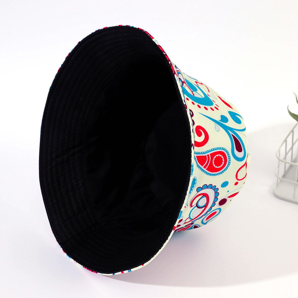 Sombrero de pescador impreso verano a prueba de sol circunferencia de la cabeza grande cara mirando sombrero pequeño personalidad de moda sombrero de pescador
