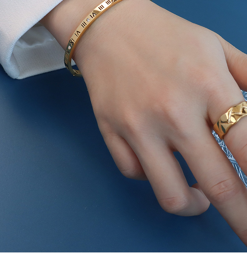 Neue Instagram-Modenische, vielseitiges digitales Diamant-Set, schmale Version, Armband aus Titanstahl, vergoldeter Schmuck für Frauen_voghion.com