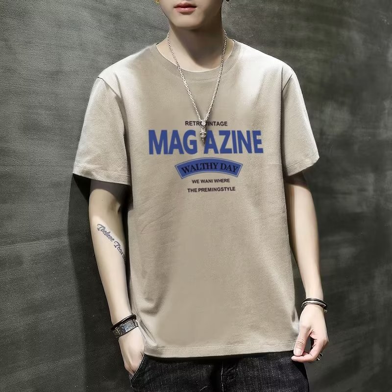 Camiseta 2024 nueva marca de moda masculina de manga corta verano más grasa suelta ropa de media manga ropa de verano con sensación de hielo