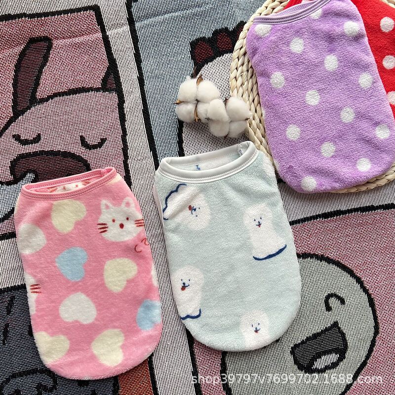 Source factory dog clothes printed flannel vest small and medium-sized dog Teddy Bomei VIP a generation of hair