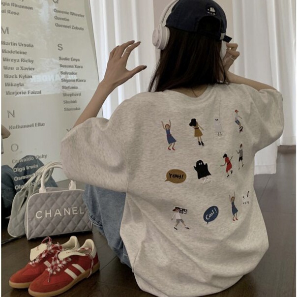 in stock ADER Short-sleeved 2025 New Korean Embroidered Cartoon T-shirt Couple Fashion Brand Korean Half-sleeved