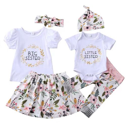 Summer Baby Girls Baby Sister Sister Princess Dress Headband Set Big Little Sister
