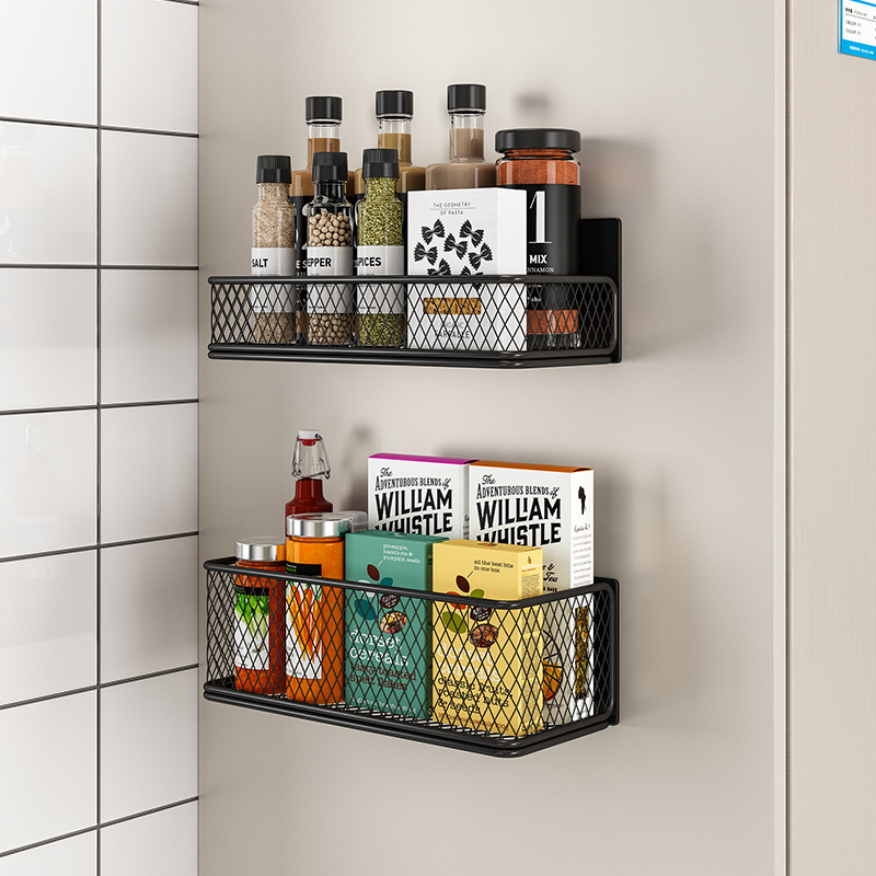 外国貿易の磁気吸引の収納箱の台所の収納棚の新型の移動できる冷蔵庫の側面はかごのラップを掛けて物を貯蔵します。