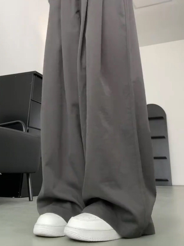 Gray casual Yamamoto pants for women, plus size, summer thin new style, high-waisted, slimming, loose wide-leg pants