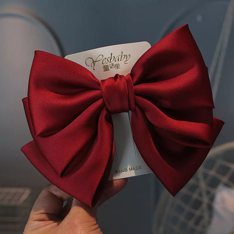 新款在逃公主三层蝴蝶结发夹马尾顶夹儿童后脑勺弹簧夹发卡发饰女
