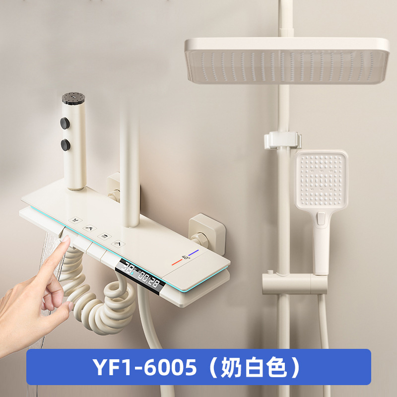 Ducha de baño doméstico conjunto de teclas de piano mixtas de pulverización presurizada de cobre caliente y frío agua superior pulverización hotel idéntico