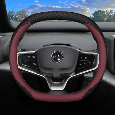 24 Volvo EX30 special | Steering wheel cover - volvo-ex30-double-d-type-black-burgundy-ultra-thin-model-other