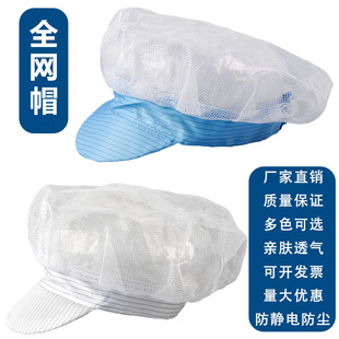 Dongguan direct sales anti-static half mesh cap breathable full mesh hat food medicine dust-free workshop female work cap