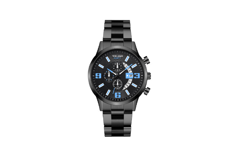 montre homme numérique à trois yeux avec calendrier tendance montre homme en acier inoxydable montre ceinture en acier_voghion.com