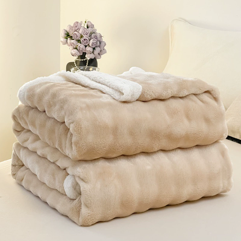 Новое трансграничное утолщенное двухслойное бархатное одеяло с пузырьками, теплое бархатное одеяло из ягненка, осенне-зимнее одеяло, одеяло для кондиционирования воздуха