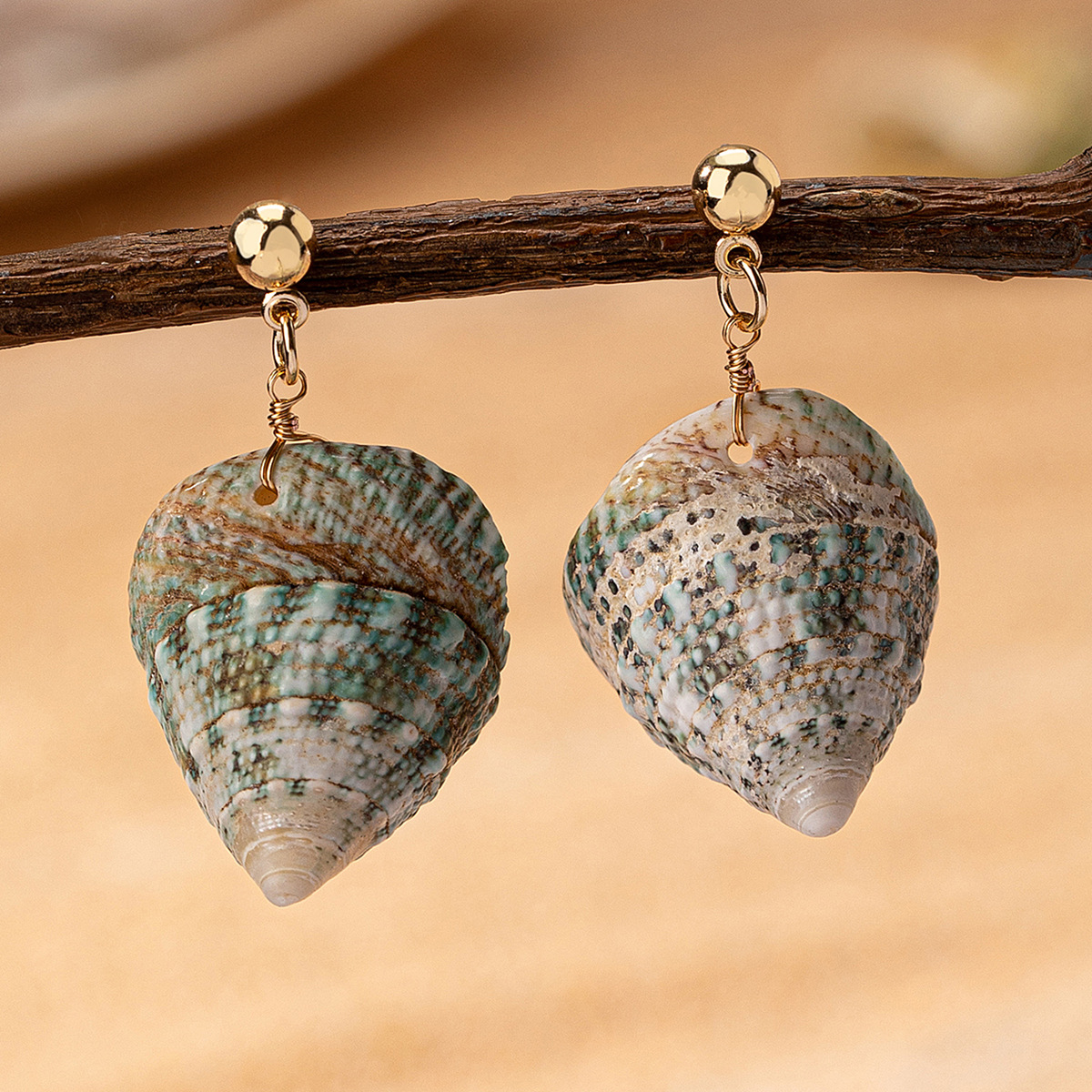 Metal Material Conch Pattern 1 Pair Beach Conch Metal Drop Earrings