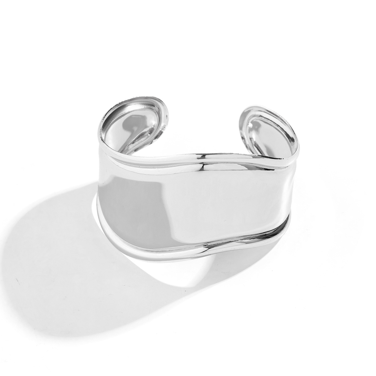 Manschettenarmreif für Damen, offene, breite, glänzende Armbänder, Wickelarmbänder_voghion.com