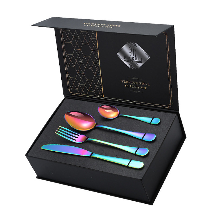 Juego de cubiertos occidentales de acero inoxidable 24 piezas con caja de regalo cuchillo tenedor cuchara