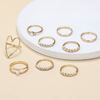 Fashionable wedding ring, set from pearl, European style, suitable for import, diamond encrusted