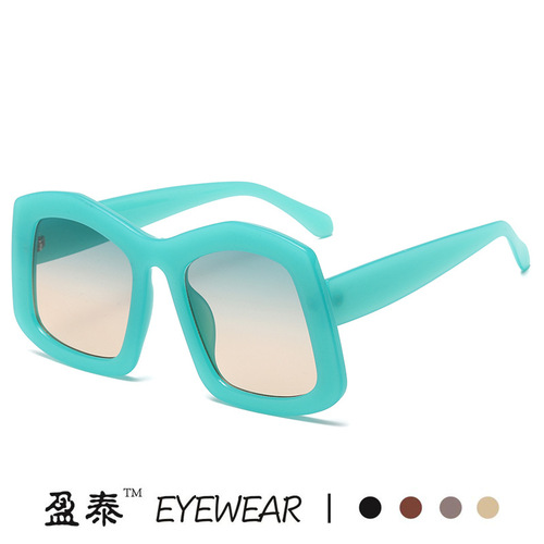  New European and American Fashion Large Frame Sunglasses Cross-border Personalized Candy Color Trend Internet Celebrity Street Photography Sunglasses for Women