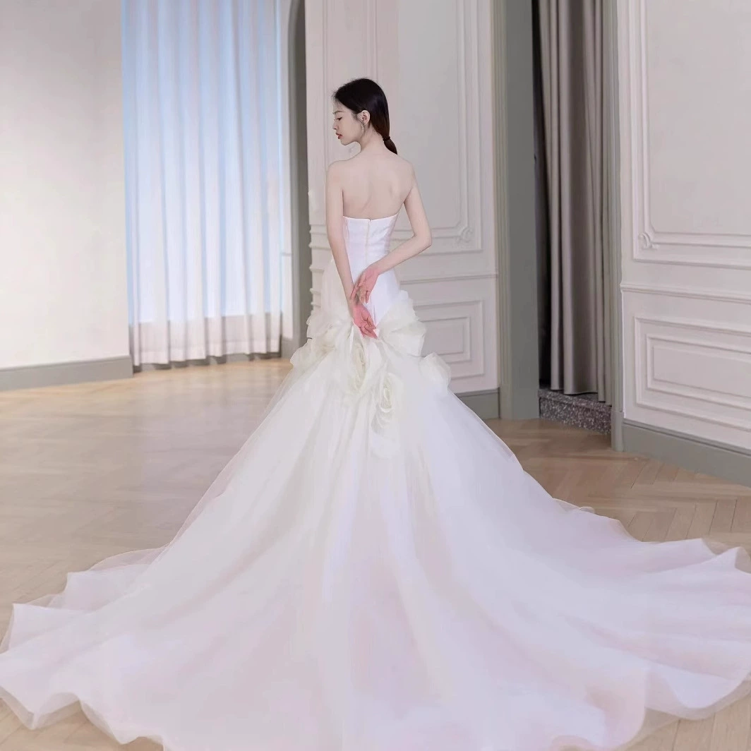 Топ-труба, летнее сексуальное свадебное платье для принцессы, в цветочек, фасон «рыбий хвост»