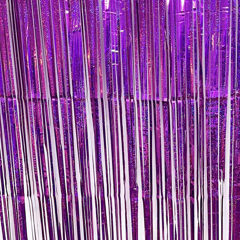 Cortina de seda láser al por mayor colorida decoración de luz brillante fiesta día de los niños casa de boda cumpleaños decoración de cortina de puerta