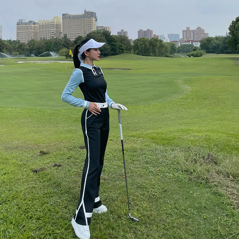 Golf Clothing Women's Autumn Sports Top Quick-Drying Long-Sleeved Polo Shirt Anti-Exposure Short Skirt Long Pants Three-Piece Set Golf Clothing Women's Autumn Sports Top Quick-Drying Long-Sleeved Polo Shirt Anti-Exposure Short Skirt Long Pants Three-Piece Set