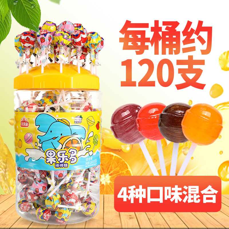 好来屋 果乐多桶装棒棒糖  1.26kg/桶（约120支/桶）水果味棒棒糖