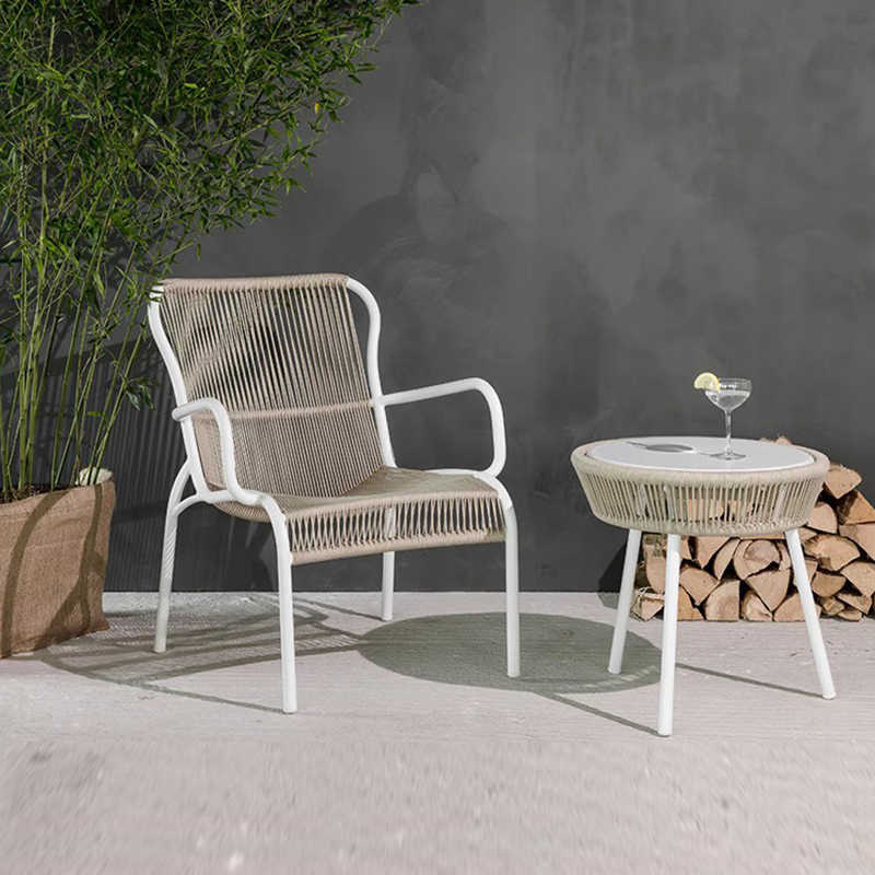 Outdoor Rattan Chair Three-Piece Set Balcony Leisure Table and Chairs Garden Rattan Sofa Lounge Chair Sea View Room Waterproof Sun Protection Furniture