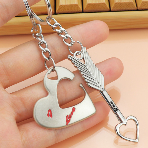 Black and White Love Cat Keychain Customized Heart to Heart Splicing I Love You Keychain Envelope Keychain Pendant