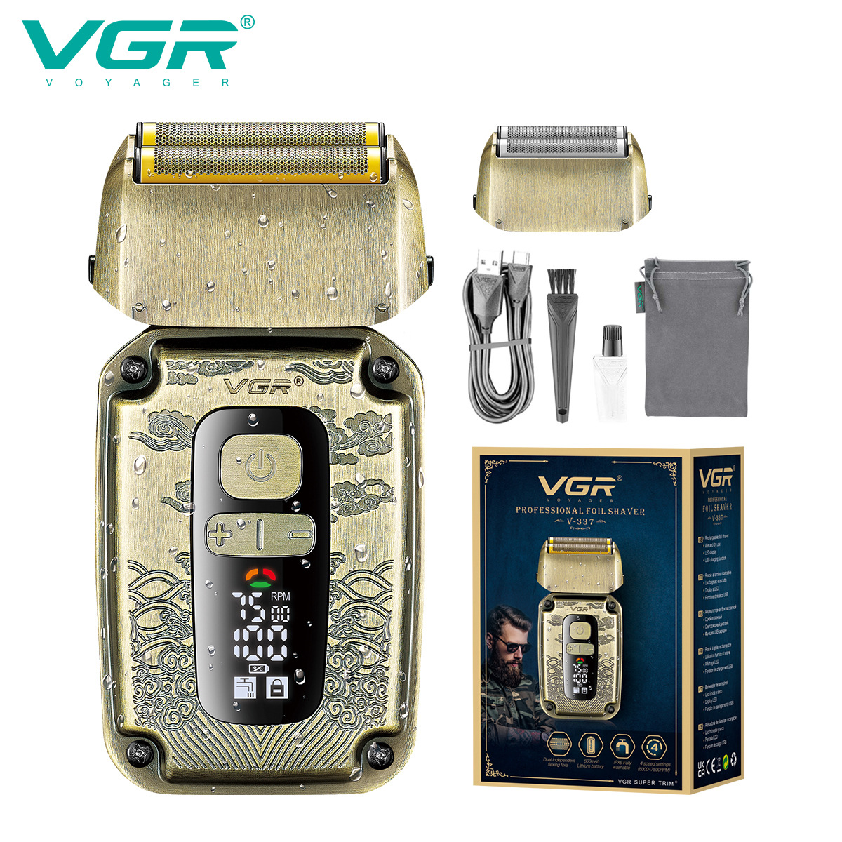 Retro Reciprocating Double Head Shaver Rechargeable Whitening Shaver IPX6 Water Washable Electric Shaver_voghion.com