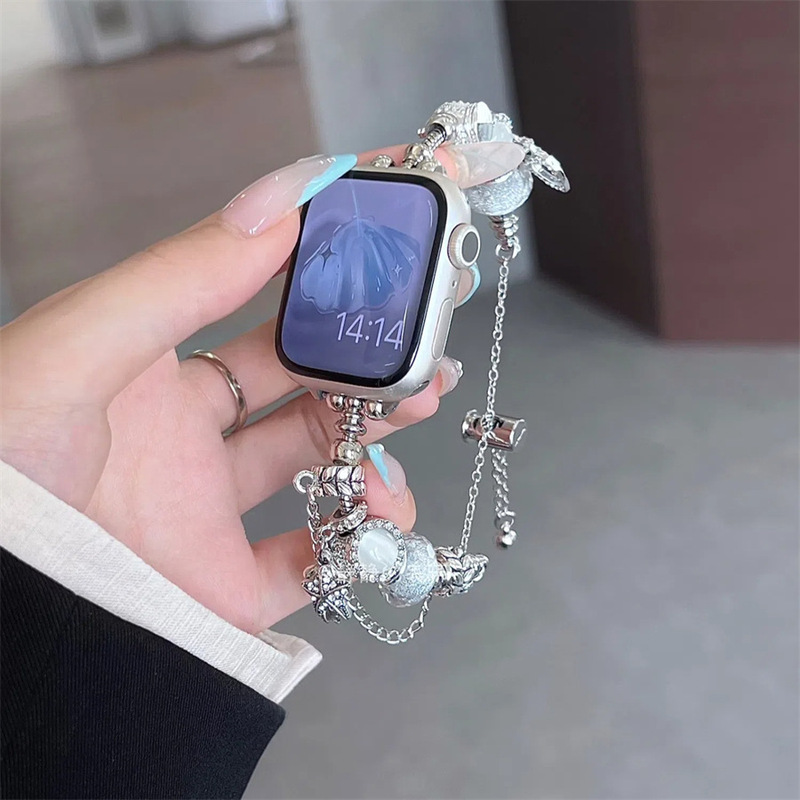 For iwatch8 Apple S7 Watch applewatch6/5/4/3 Strap Pandora Metal Bracelet for Men and Women