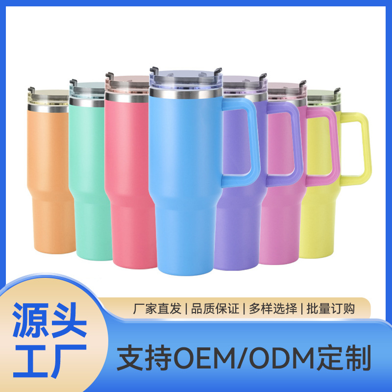 Vaso Térmico de Acero Inoxidable de 40 oz para Auto, Gran Capacidad, Portátil, con Pajita, Aislado para Bebidas Frías y Calientes, Venta al por Mayor