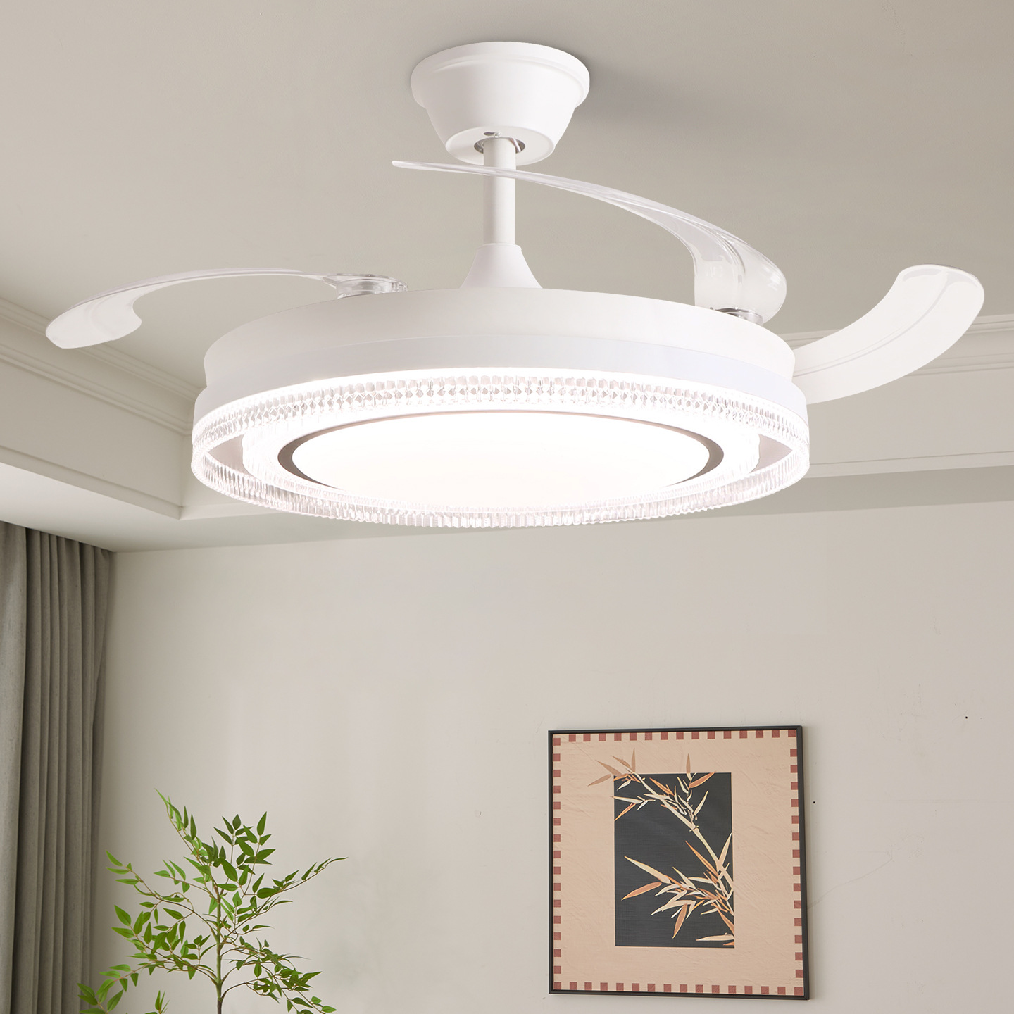 lámpara de dormitorio ventilador de lámpara de sala de estar invisible lámpara de comedor simple lámpara de ventilador moderno ventilador de techo integral lámpara