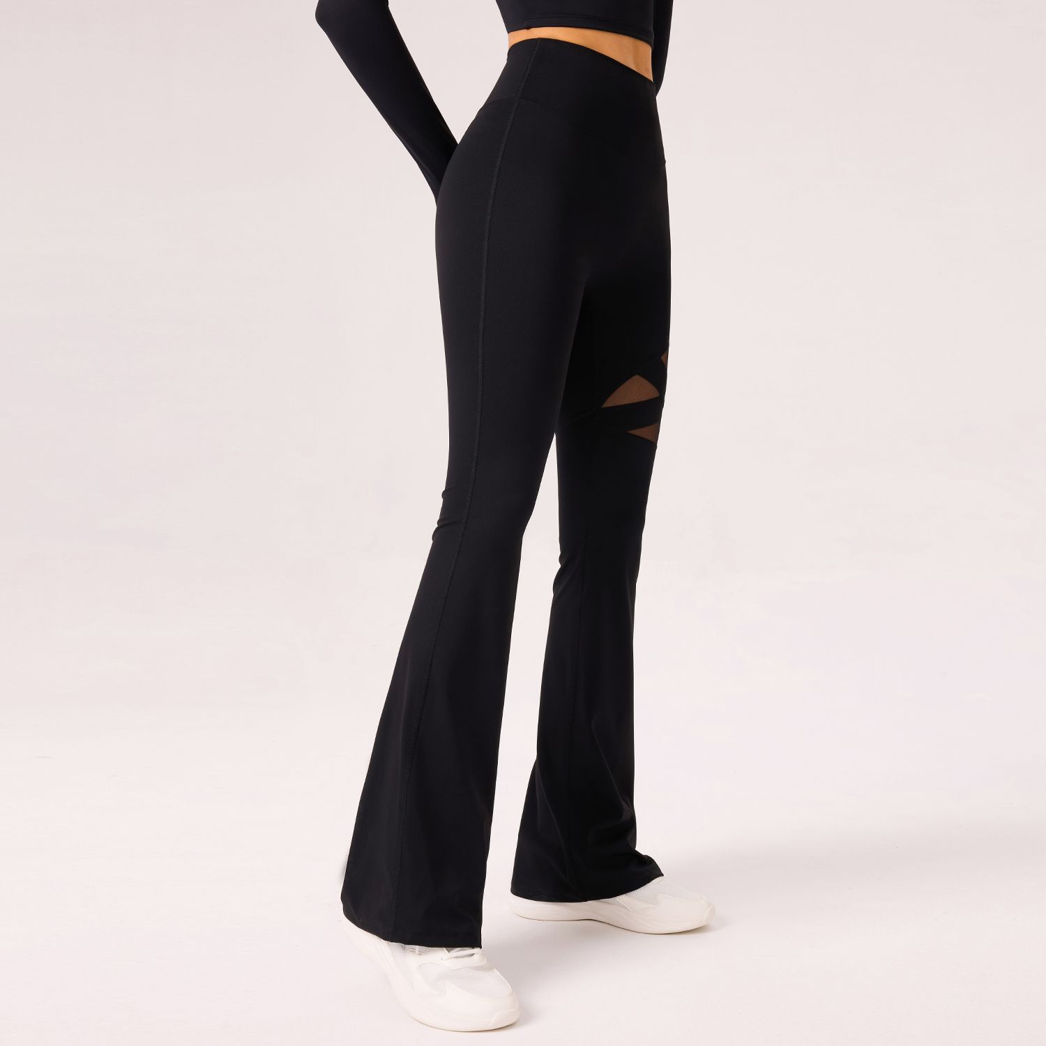 Pantalones de tiburón respirables huecos, cintura alta, caderas, pantalones de yoga delgados, pantalones deportivos para mujeres, piernas largas, delgados, verano